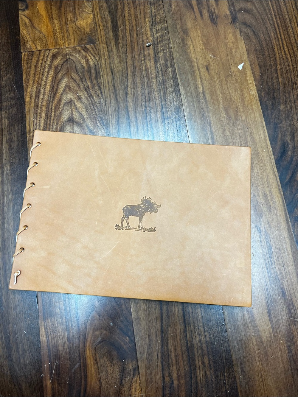 Leather Moose Motif Guest Book for Guest House or Room